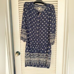 Burberry Silk Navy Blue Patterned Women's Dress